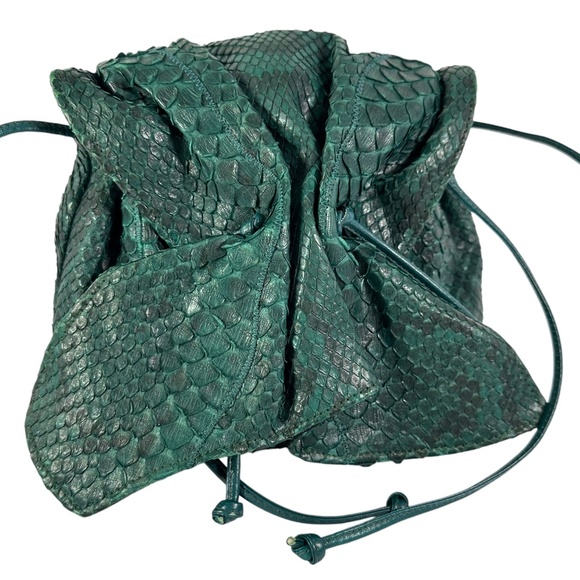 Vintage Genuine CARLOS FALCHI Green Butterfly Snakeskin Crossbody Shoulder Bag